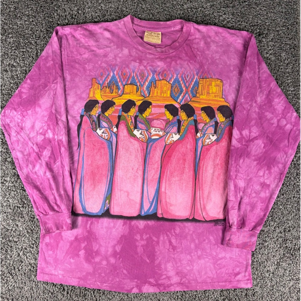 Vintage 2001 The Mountain Amado Pena Tie Dye Long Sleeve Shirt Mens XL Purple